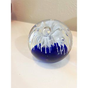 Very Large Colourful Paperweight with Blue Base